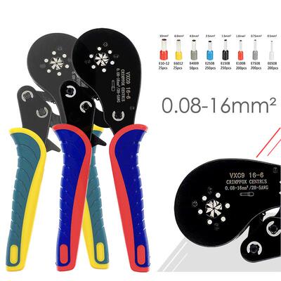 VE管型端子压线钳HSC816-6A0.08-16mm²针形绝缘六边压接钳