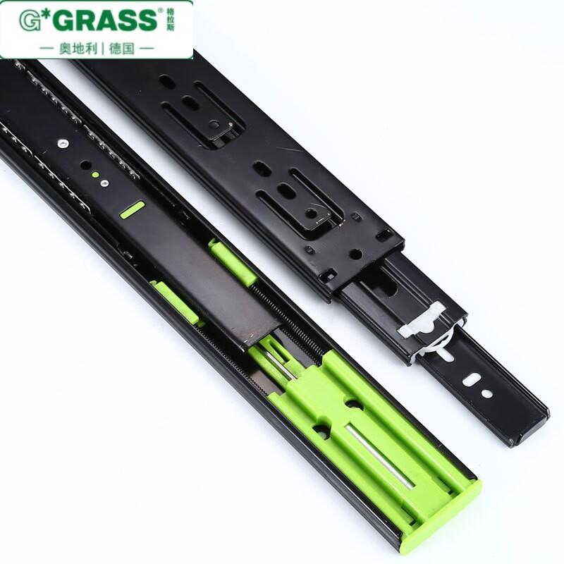 格拉斯GRASS 45宽缓冲阻尼三节滑轨 家俱衣柜抽屉静音钢珠三折道