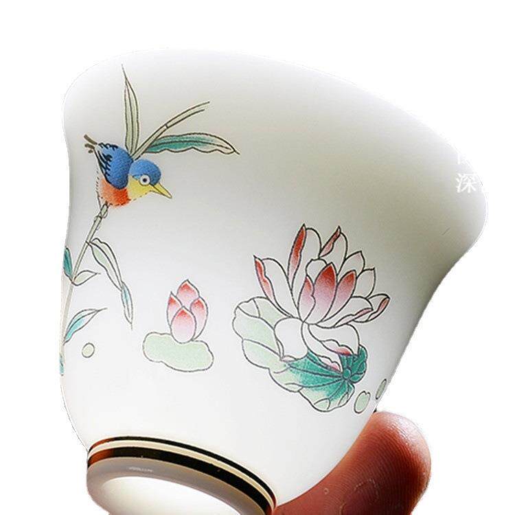 德化陶瓷羊脂玉小茶杯套装功夫茶具品茗杯子白瓷可定log个人茶杯