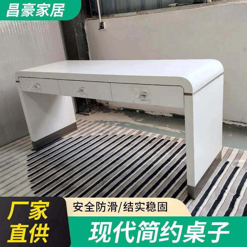 现代简约化妆桌梳妆台卧室时尚弧形烤漆书桌化妆台一体写字桌子