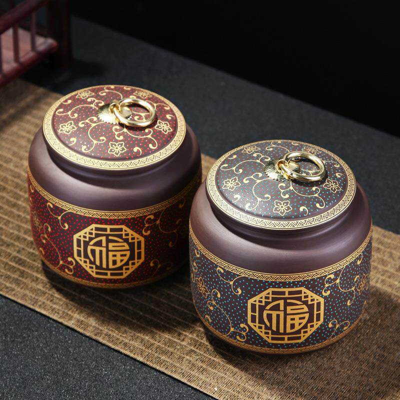 新款紫砂茶叶罐陶瓷中号 茶叶包装盒密封罐储藏罐礼品定制