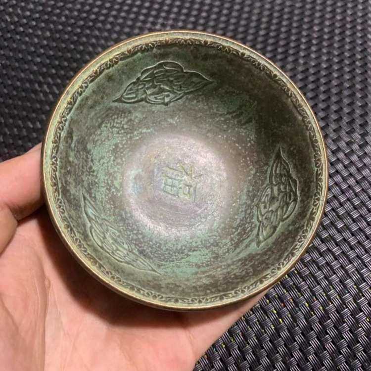 仿古老多福杂项碗古董铜器花卉老物铜老件黄铜古玩货收藏老多子