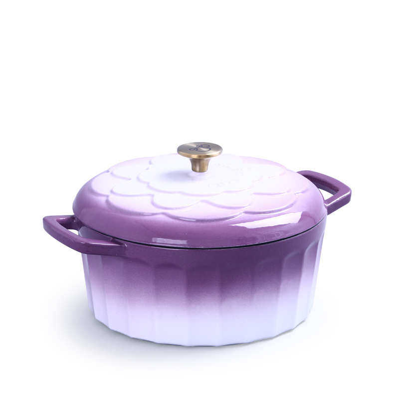 珐琅锅铸铁炖锅饭釜火锅无涂层妈咪锅浮雕搪瓷绚酷彩家用锅具套装