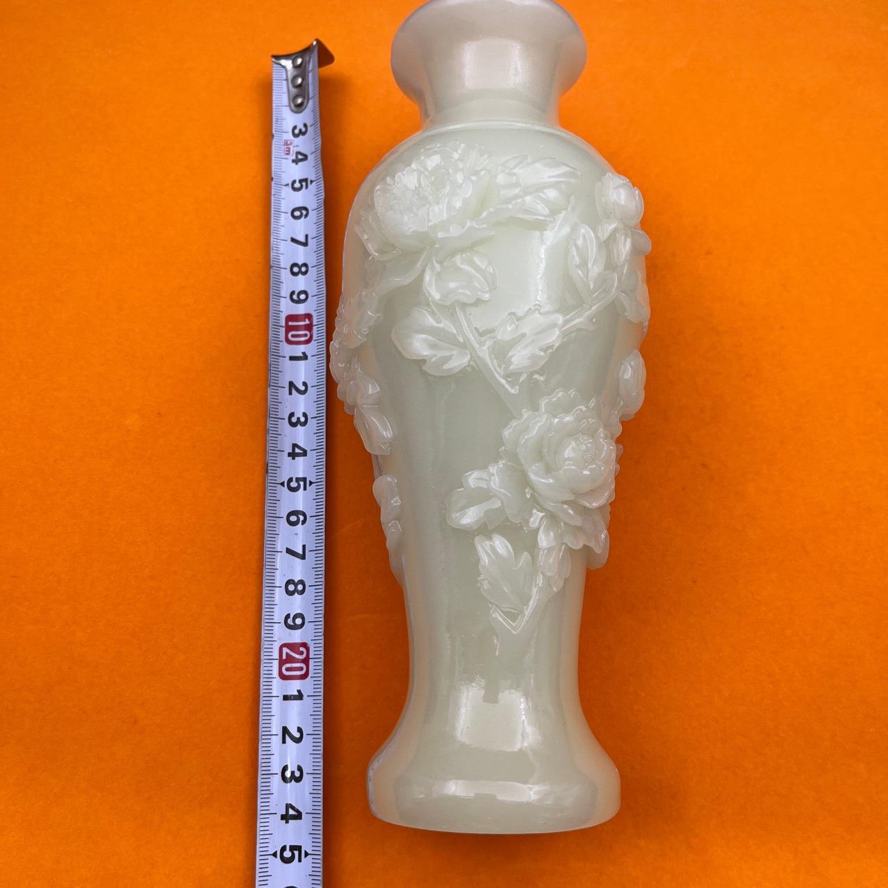 仿白玉花开富贵如意瓶夜光瓶居家工艺品客厅装饰