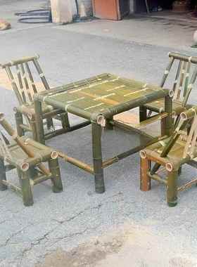 复古庭茶院竹桌椅外组RAT合竹椅子老式竹桌子户方桌桌几竹制品茶