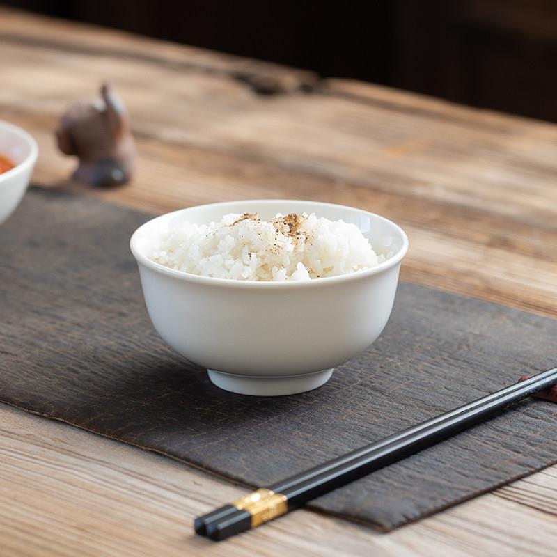 【米白】德化白瓷米饭碗4.7英寸陶瓷反口小汤碗家用餐碗餐具定制
