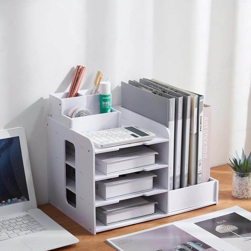 办公桌面文件收纳盒整理盒ins学习桌笔筒档案袋a4纸多功能书架