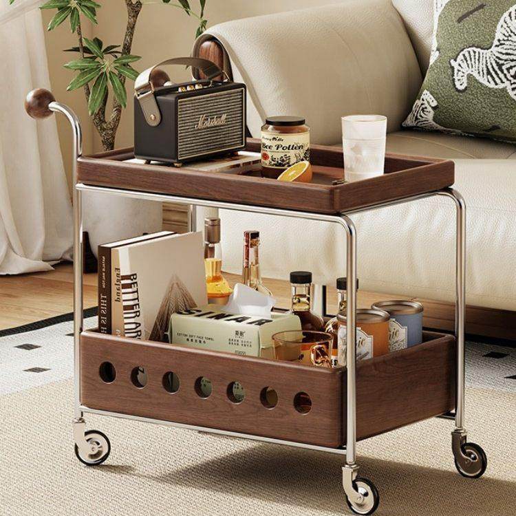 中古移动推车包豪斯风边几不锈钢茶桌家用客厅复古实木沙发小茶几,住宅家具,移动边几/推车,淘宝优惠券,粉丝福利购,淘宝优惠卷