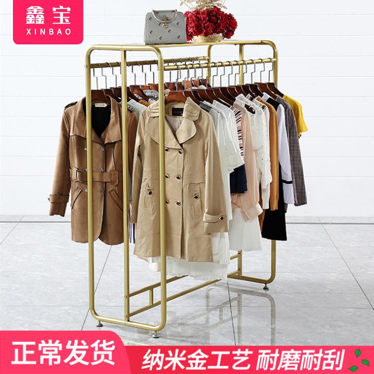 服装店衣架展示架双排双杠落地式货架服装中岛架北欧风双杆