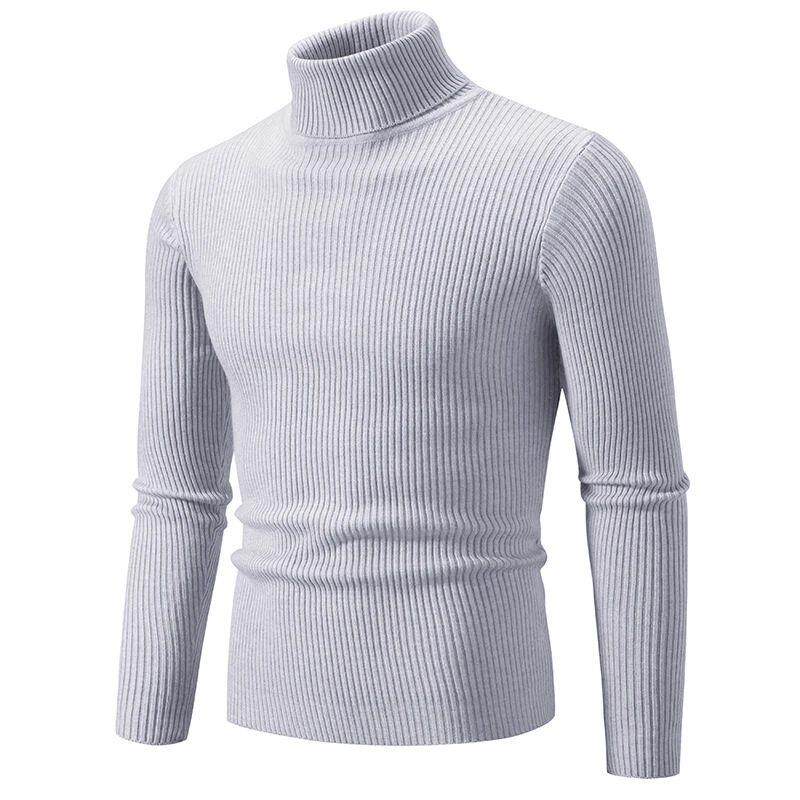 Autumn Men's Casual Sweater Basic Solid Elastic Turtleneck S