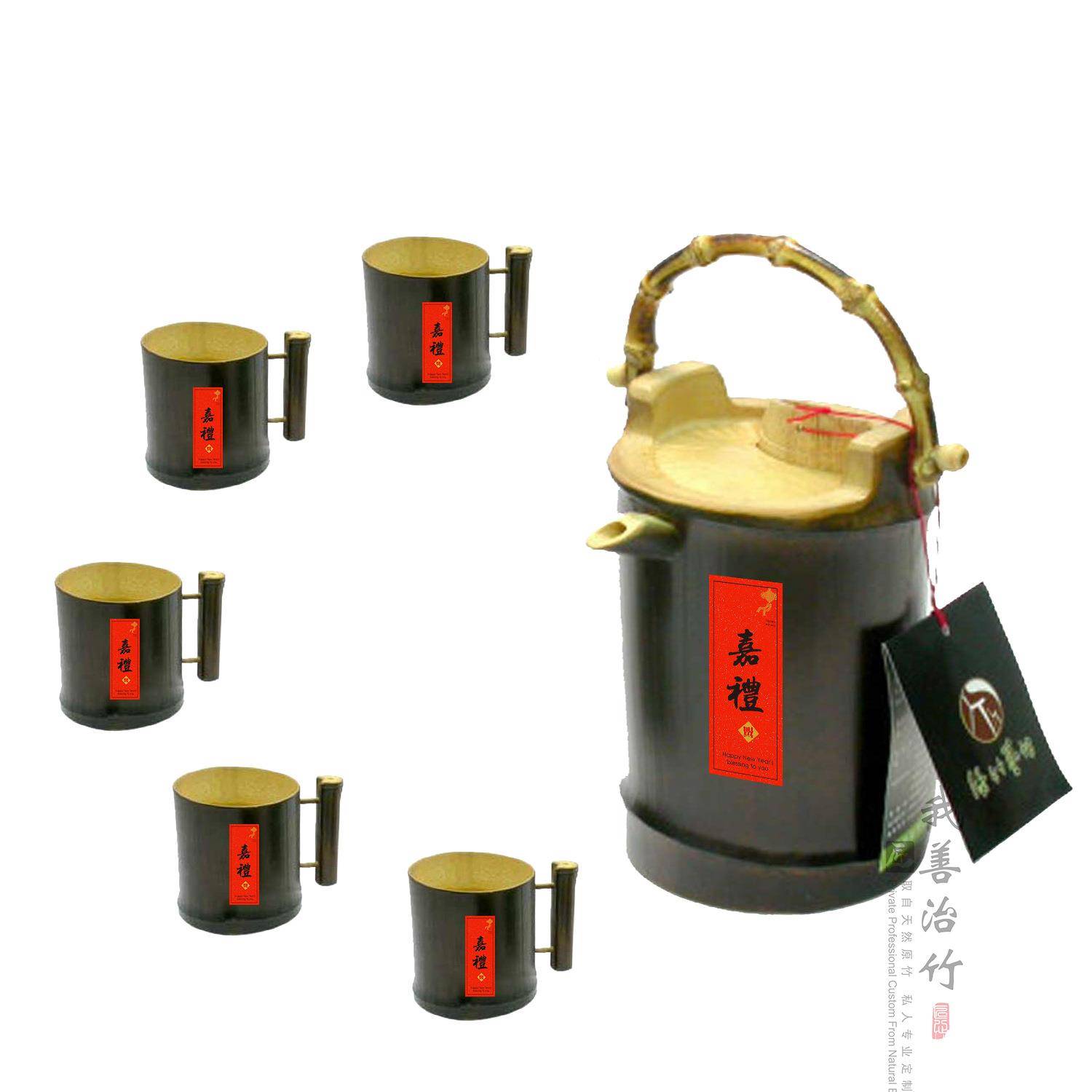天然原竹竹酒杯酒具套装提手竹老式酒壶分酒竹器热卖
