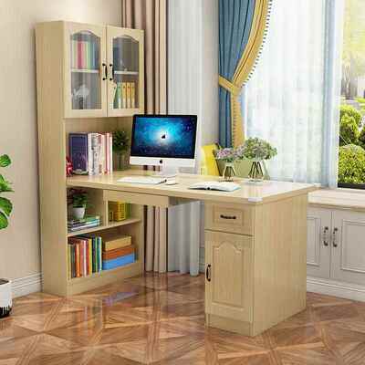 学DEG写字桌实桌木儿童书学习桌带书架转角书桌柜一体家用生电脑