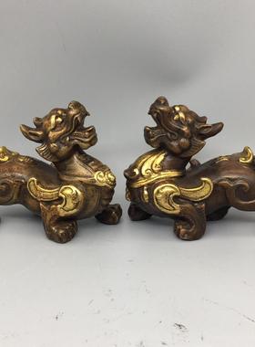 铜貔貅摆件仿古工艺铜鎏金貔貅摆件居家办公室工艺品摆件