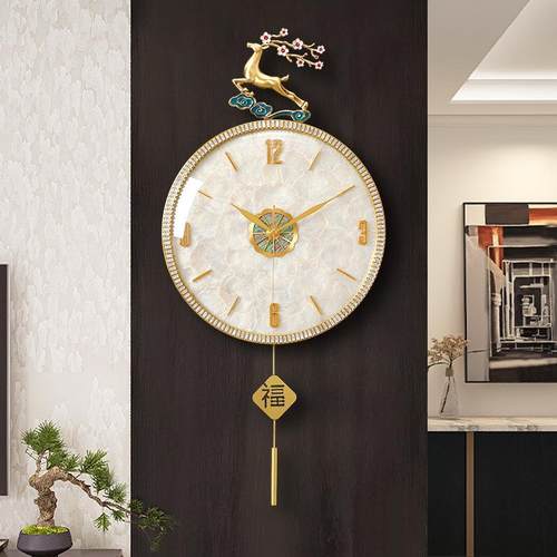 现代简约挂钟轻奢家用创意装饰表挂墙客厅时尚壁钟新中式石英钟表