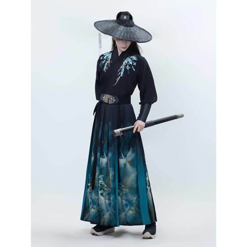 汉服男武侠风古装仙气清冷感侠客中国风齐腰绣花男女学生日常班服