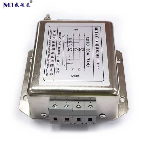 XD1D-30A-R(4）三相四线440VAC 30A电源滤波器