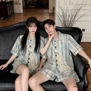 夏季情侣装睡衣男女士2026新款高级感短袖阔腿短裤潮牌家居服套装