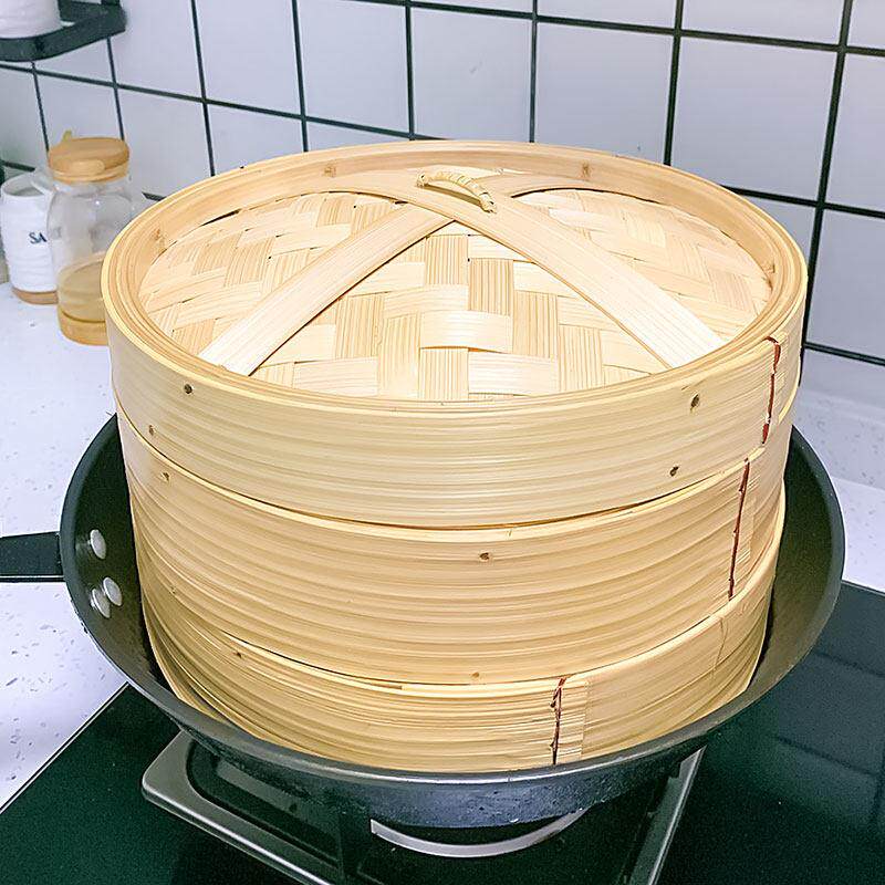 铁锅蒸笼蒸笼竹蒸笼家用蒸包子竹笼屉蒸锅笼屉格格炒锅竹编笼子