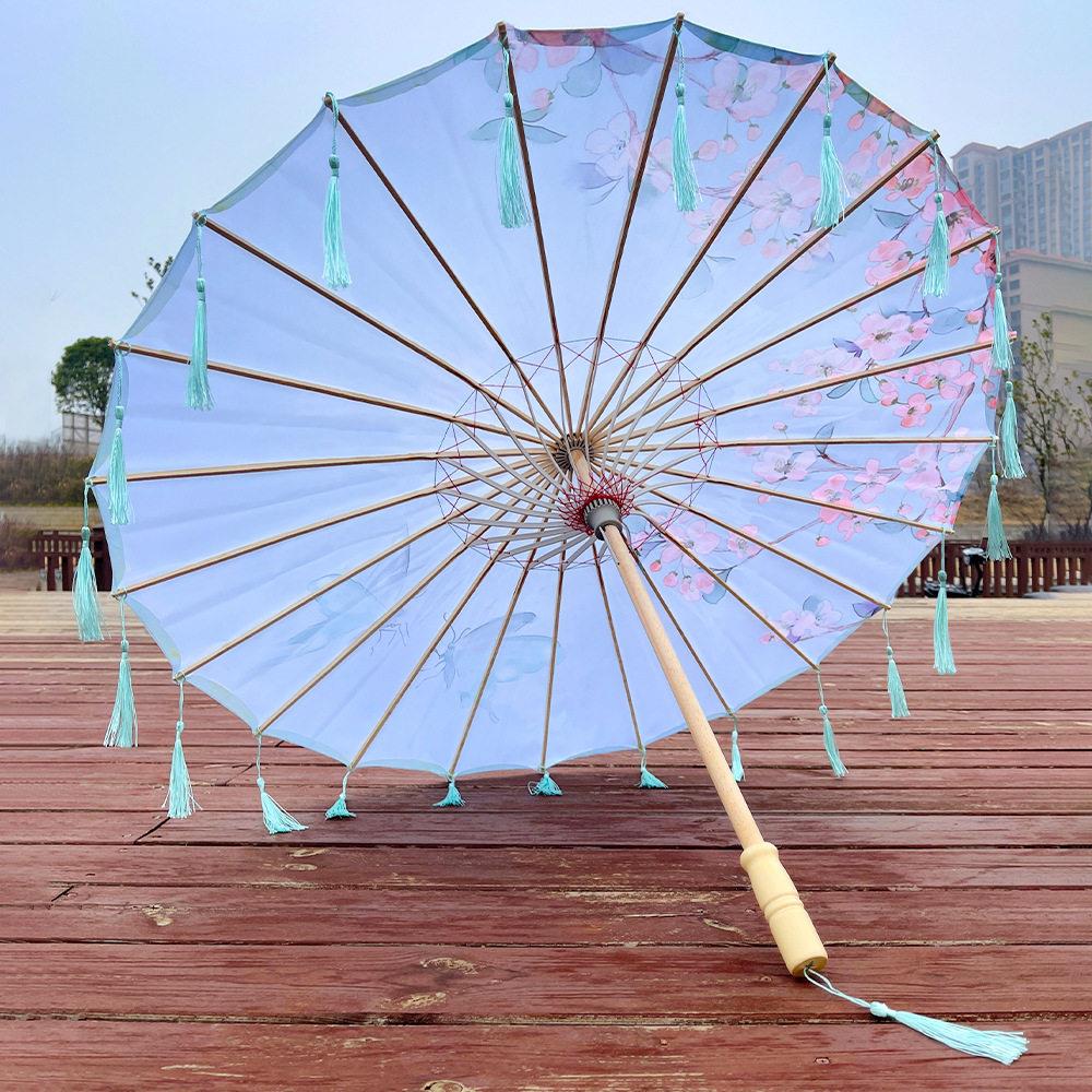 古风流苏伞汉服演出道具伞旗袍走秀摄影舞蹈伞绸布伞古装油纸伞