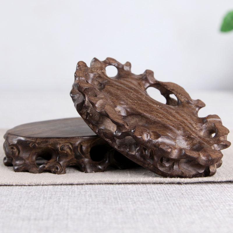 红木雕刻工艺品摆件石头奇石底座黑檀实木质根雕茶壶茶具盆栽底座
