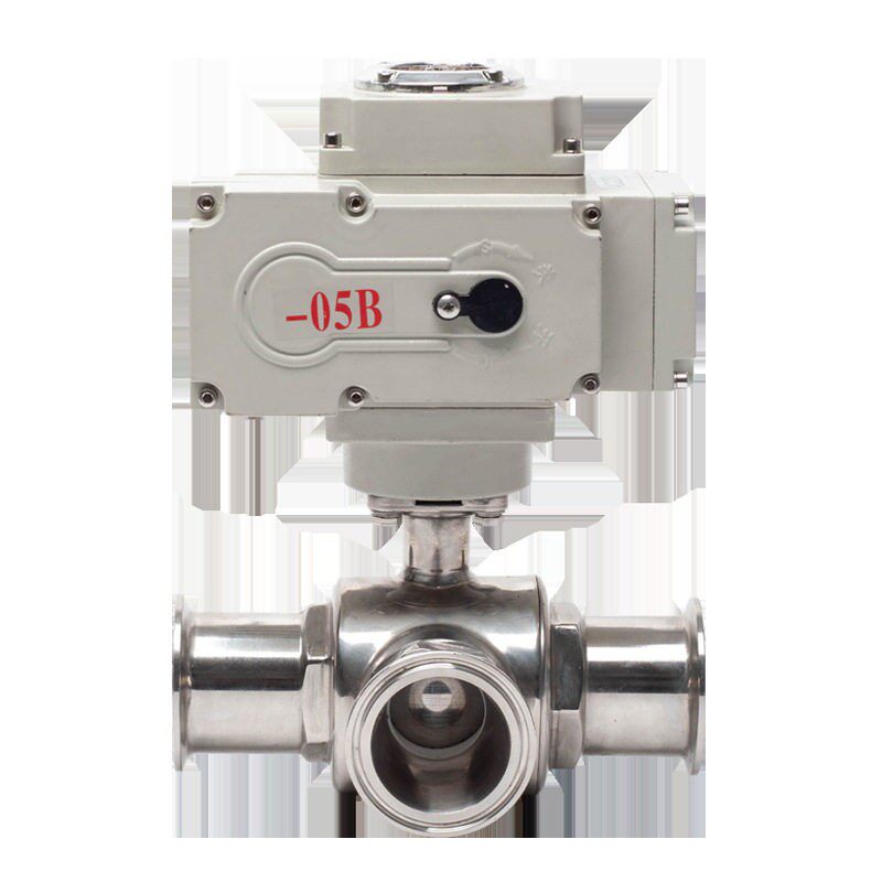 奇迈科动4快装三通球阀Q9845卫生级不锈钢30卡电Q984/5F-箍式切换