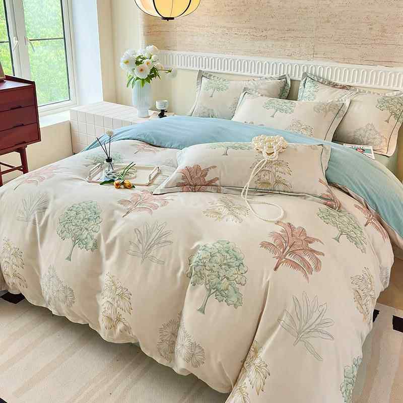 2025秋冬新款全棉加厚磨毛四件套纯棉磨毛床单床笠款四件套