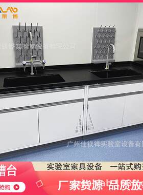 实验室专用PP水盆/水槽台含上下水管、滴水架 可配洗眼器包安装