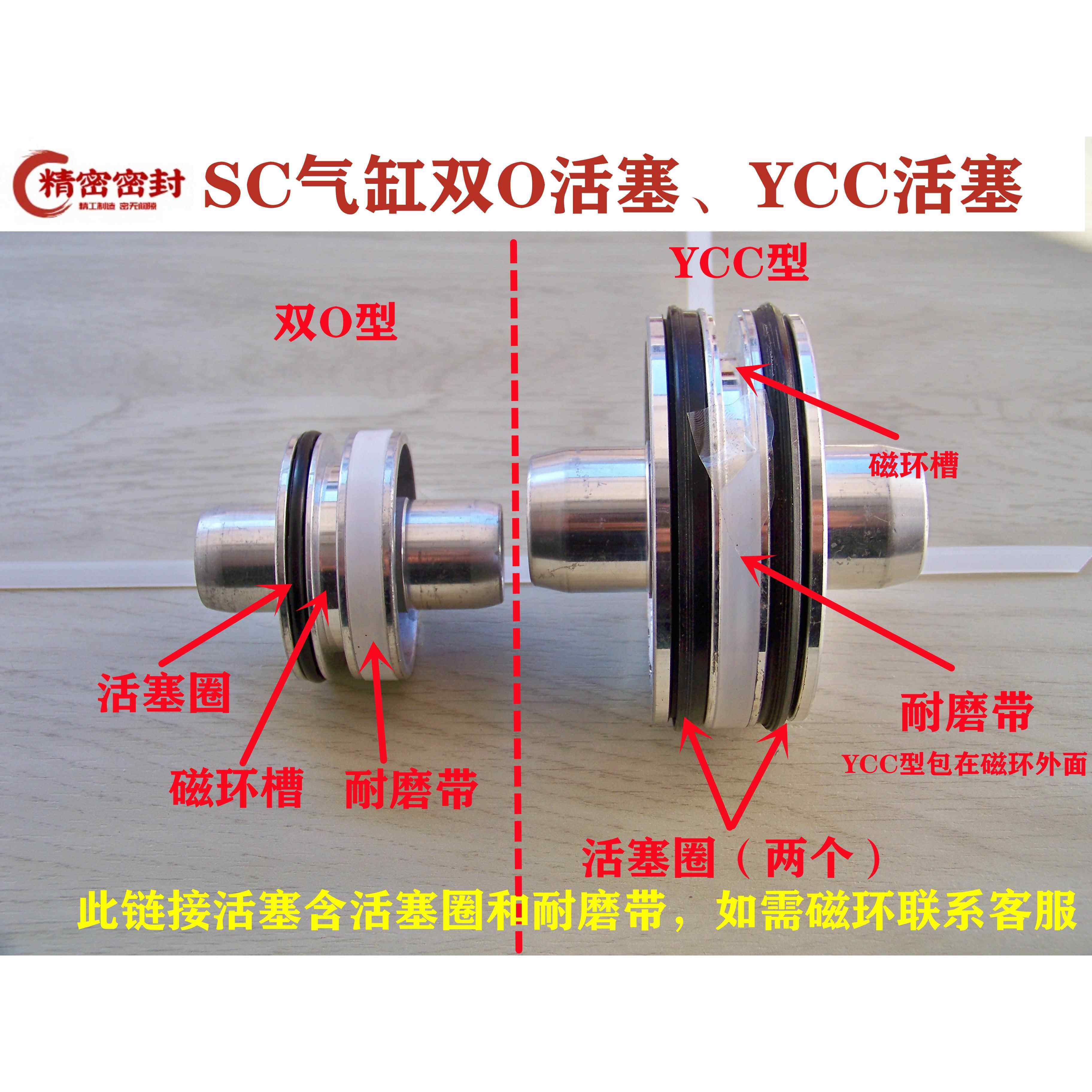 SC/SCJ气缸活塞 双O型/YCC型活塞32/40/50/63/80/125/160/200/250