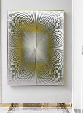 现代纯手工皮革拉线立体实物画客厅玄关装饰挂画样板间酒店工艺画