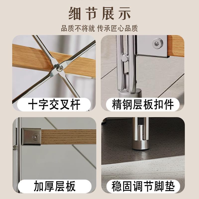 中波古风日式厨ZUI房置物家用多台层实木板微炉架子阳花盆架博架