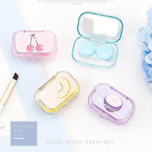 Cartoon Plastic Colored Contact Lens Case - Small, Portable,