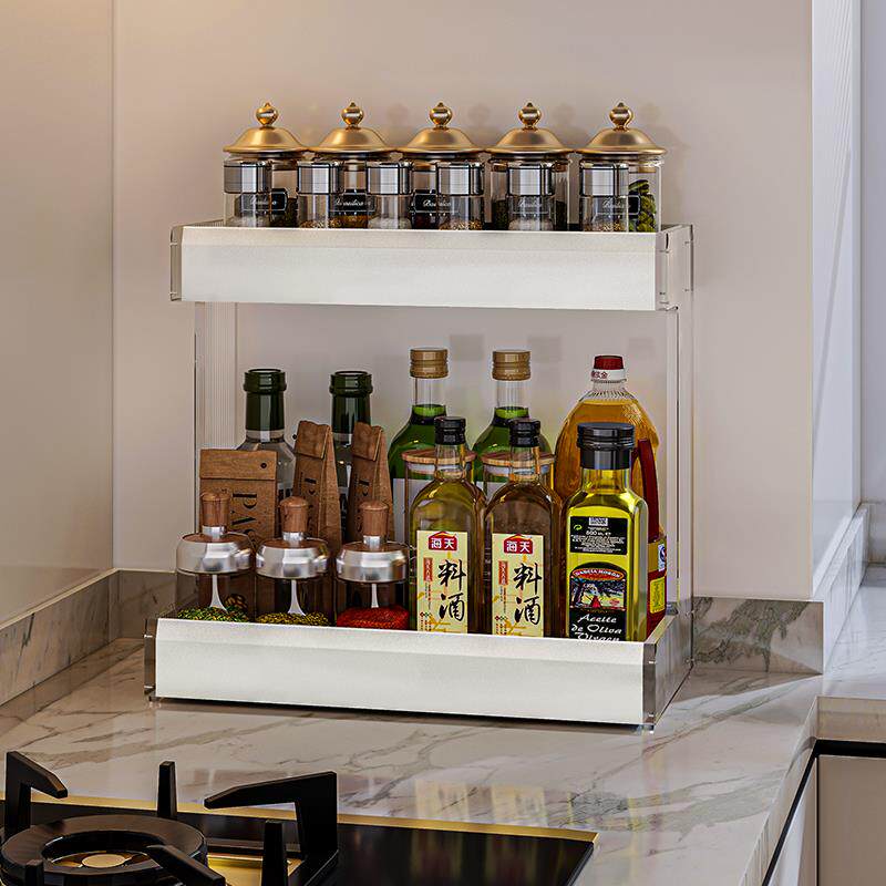 亚克力厨房调料置物架台面窄款小尺寸双层放佐料油盐酱醋收纳架子