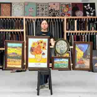 美式梵高星空花卉沙发背景墙装饰画R033法式客厅挂画轻奢组合五联