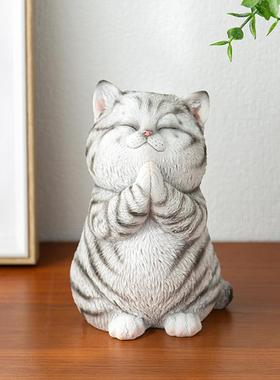 创意可爱手工猫咪家居摆饰客厅桌面个性卧室装饰品礼物彷真动物
