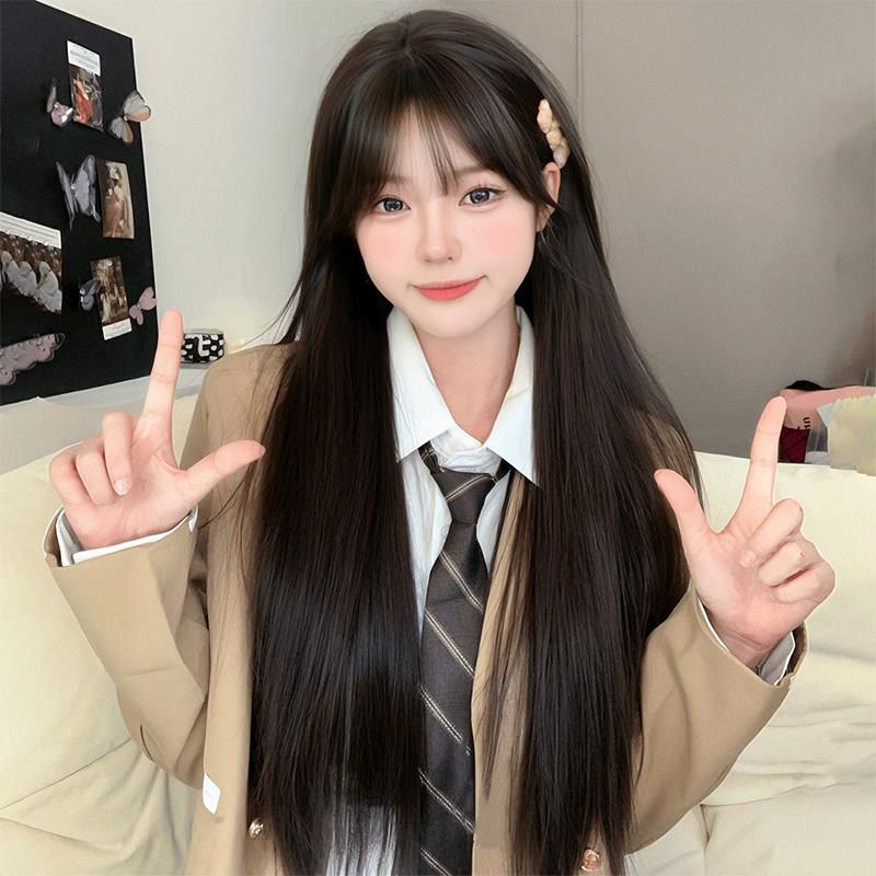 假发女黑长直日常自然lolita齐浏海彷真薄款jk少萝罗莉塔全头套