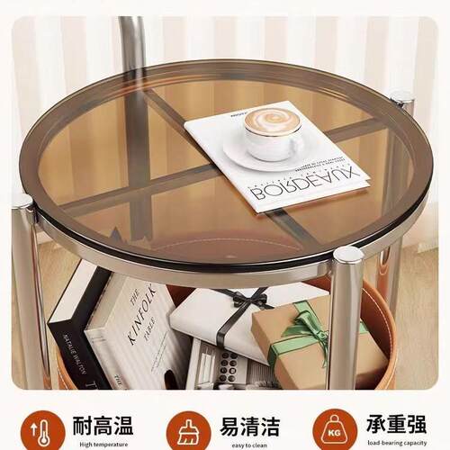 客厅沙发圆形移动小推车置物架子网红轻奢边几现代马鞍简约小茶几