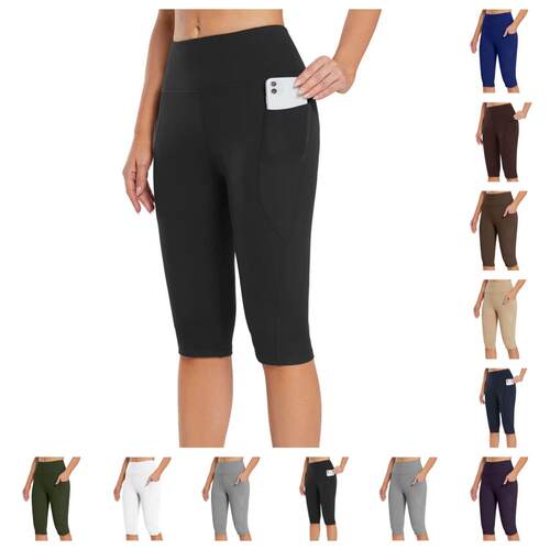 Ladies' pocket yoga pants, fitness exercise leggings, plus