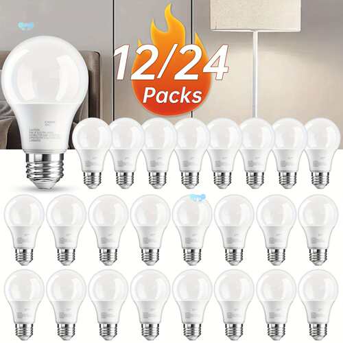 12/24PCS5000KA19E26LEDBulb,BrightWhite,60Watt