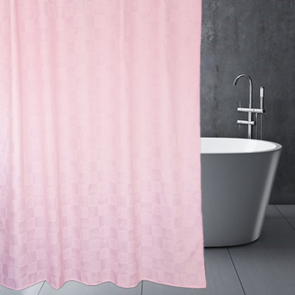 出口加厚防霉防水浴帘隔断帘-纯粉色暗花带铅坠宽180cm*加高220cm