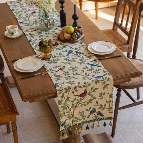 美式鹦鹉桌旗轻奢北欧长条布艺茶几电视柜鞋柜盖布餐边柜防尘布
