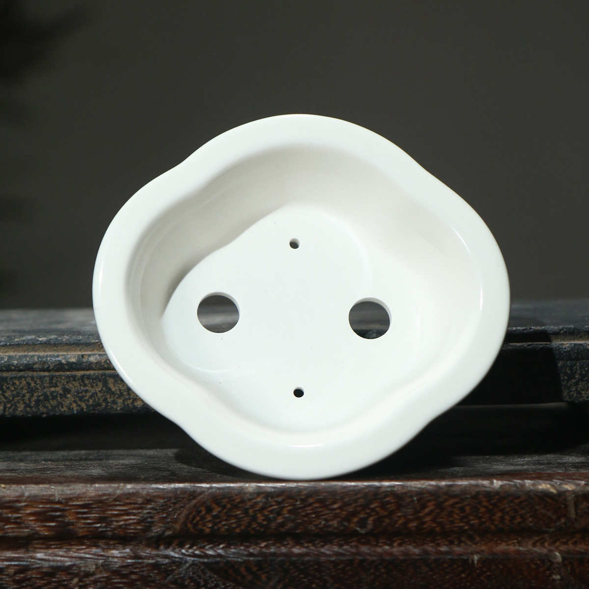 手绘国风小木盆景盆贴花古典山水陶瓷彩绘中紫砂海棠盆栽瓜花盆