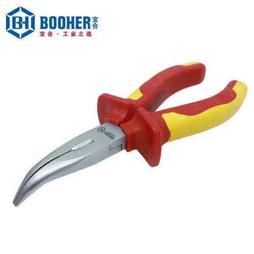 Booher宝合工具 双色VDE绝缘弯嘴钳6-8英寸可选 BH0220206/08