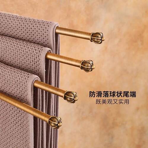 新款直销仿古毛巾架免打孔欧式浴室卫生间牙刷杯置物架旋转活动折
