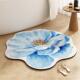 美式 蓝色花朵浴室地垫吸水硅藻泥速干防滑地毯卫生间厕所门口脚垫