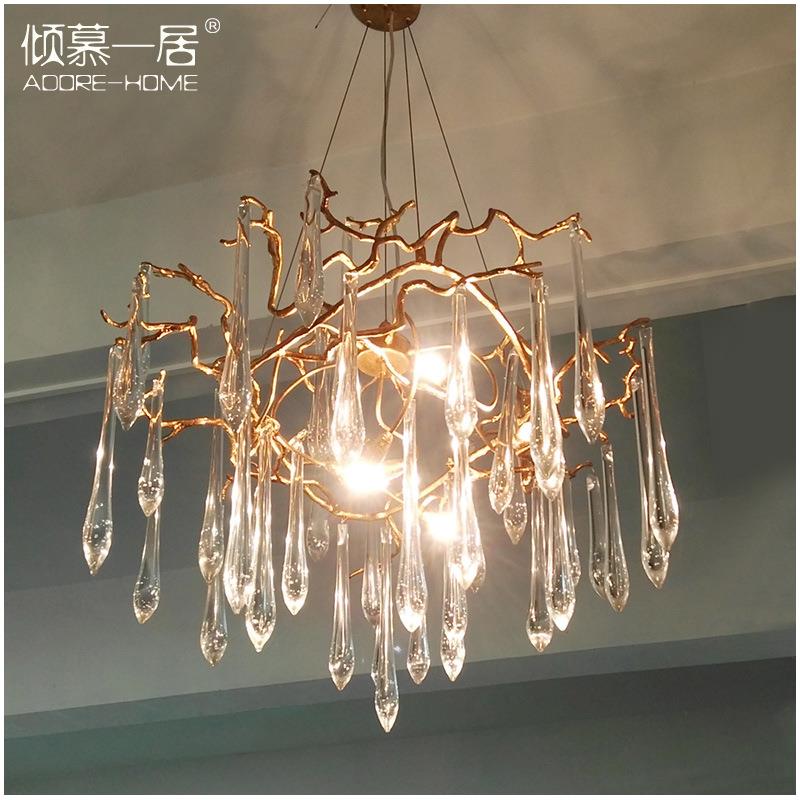 全铜水晶吊灯餐厅客厅灯具酒店别墅现代创意个性树枝艺术吊灯