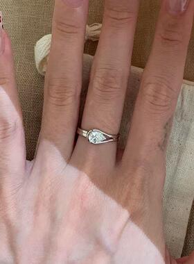 小红书同款水滴钻戒指女ins韩国轻奢小众气质指环欧美开口食指戒