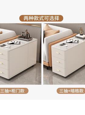 茶边几轻奢客厅柜沙发边柜简约F5M8MT97手缝隙角柜岩板玻扶璃移动