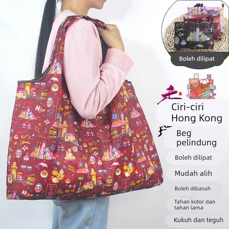 香港茶餐厅购物袋可折叠环保袋轻薄便携买菜包超市牛津布手提袋子