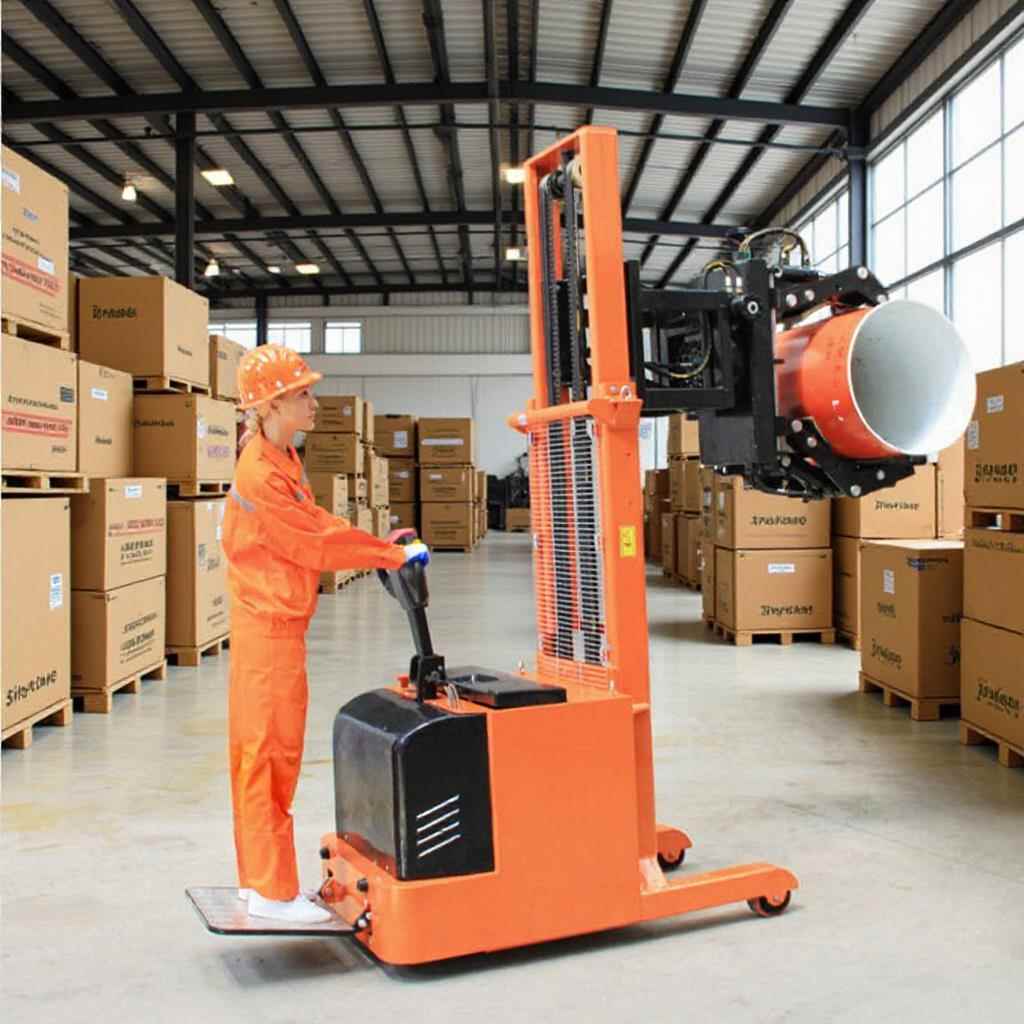 新款全电动油桶翻转倒料机车200L充电式多功能圆桶搬运车堆高