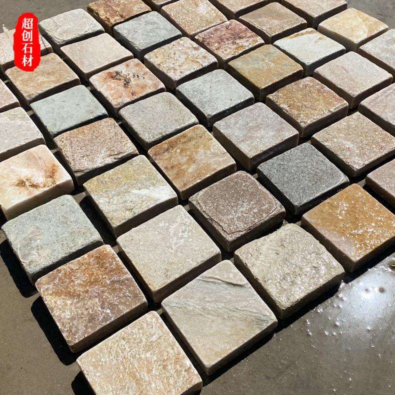 仿古砖复古文化石别墅外墙瓷砖室外美式地铺砖马蹄石 景区汀步石